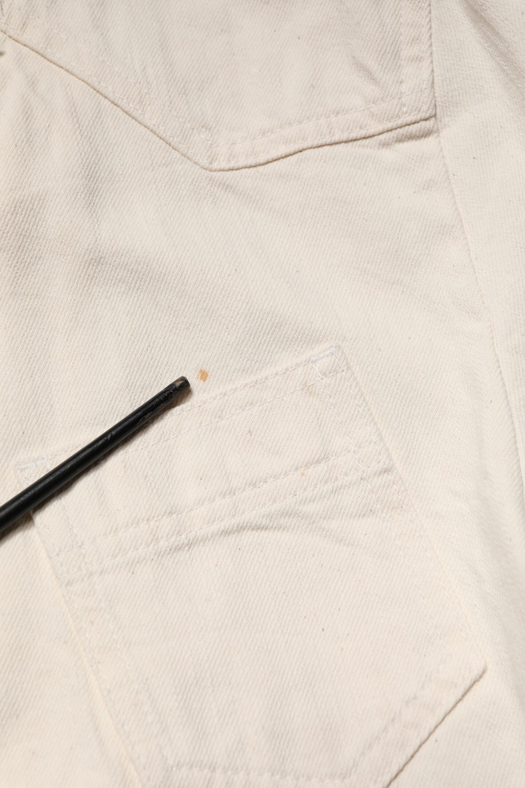 Off White Cotton Full Zip Denim Men Blouson Jacket