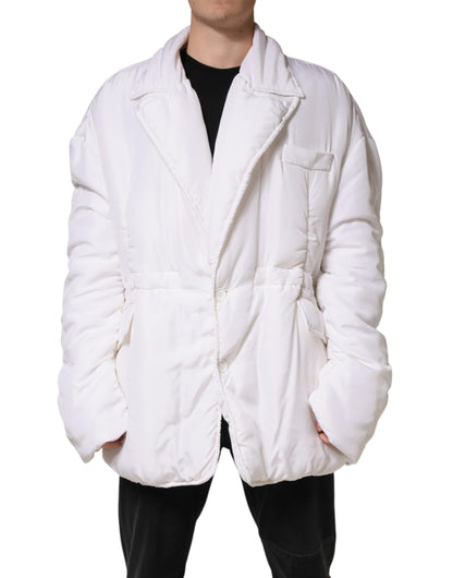 White Silk Padded Parka Men Coat Jacket