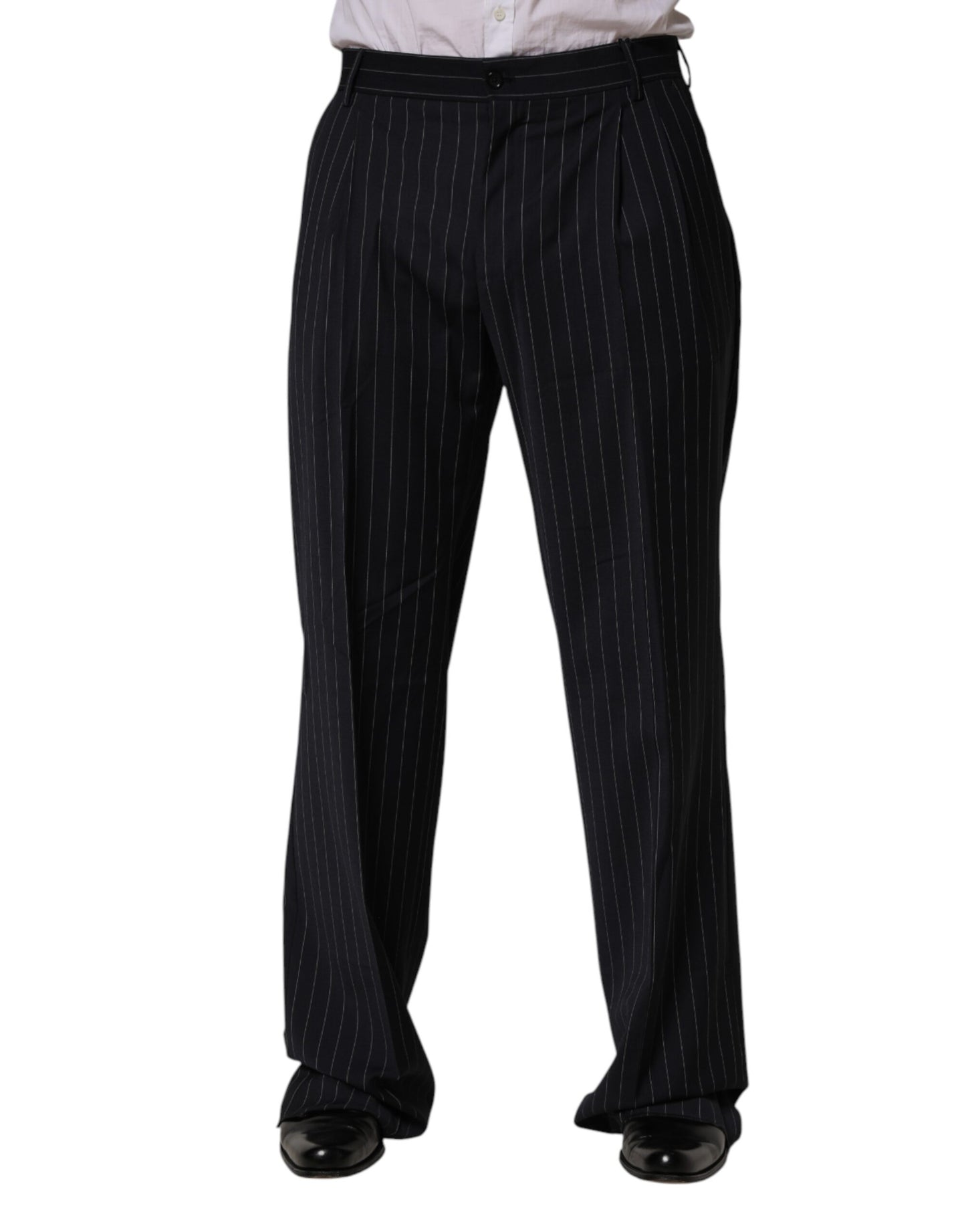 Black Stripe Straight Men Dress Trouser Pants