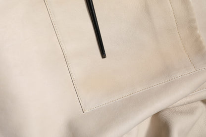Beige Leather Button Down Men Casual Shirt