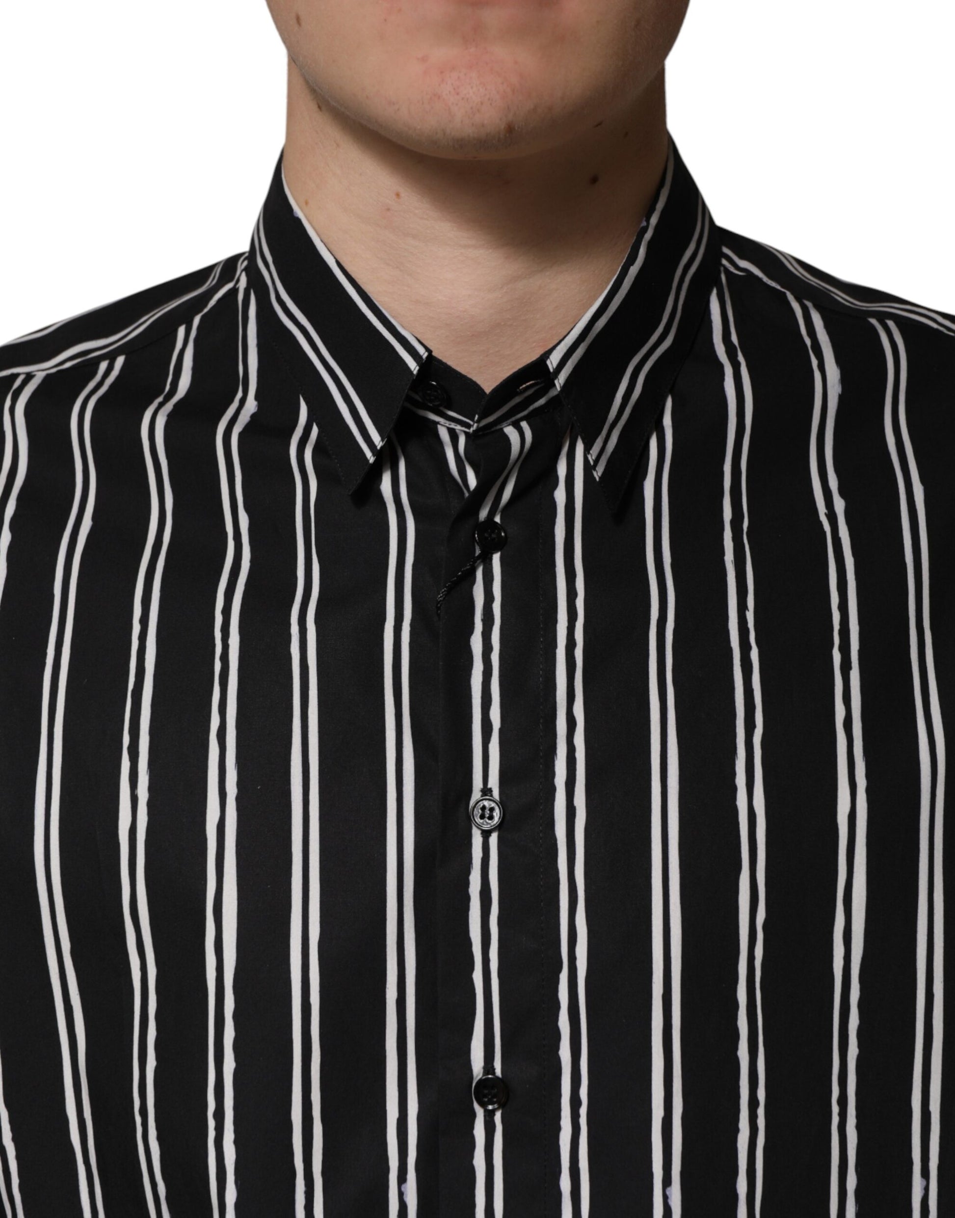Black Stripes Cotton Men Formal Dress Shirt