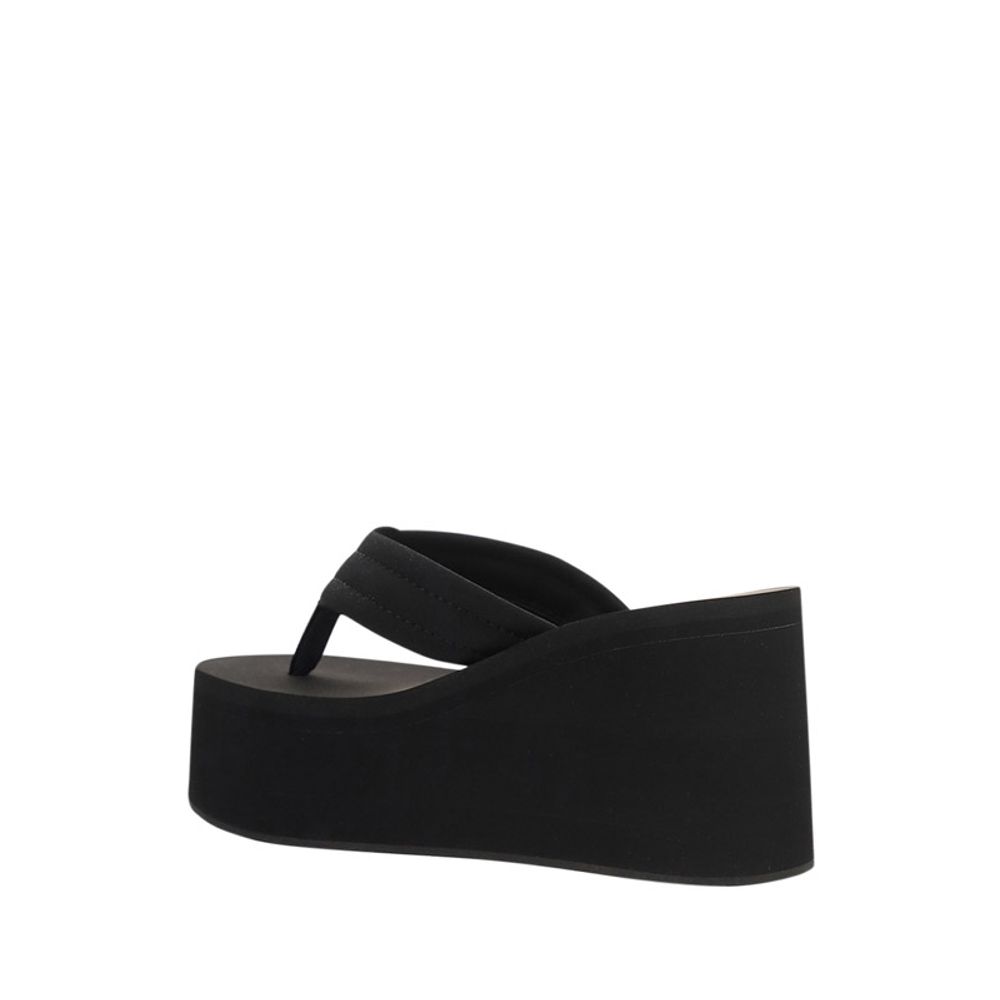 Black Polyester Platform Sandals
