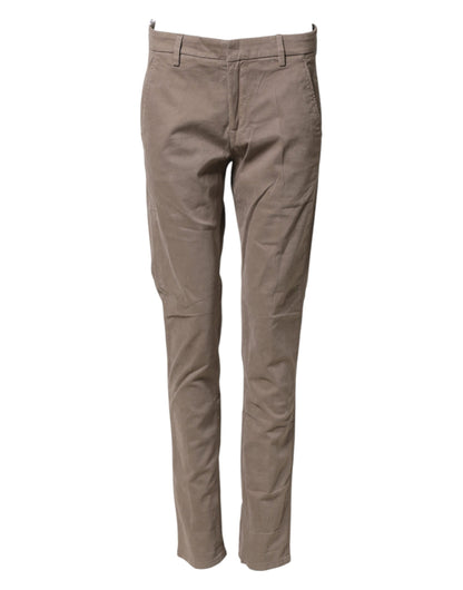 Cotton Stretch Straight Chino Trouser Brown
