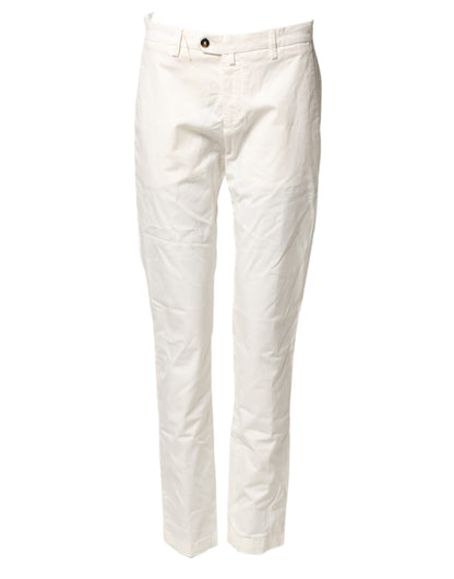 White Cotton Straight Fit Chino Trouser Pants