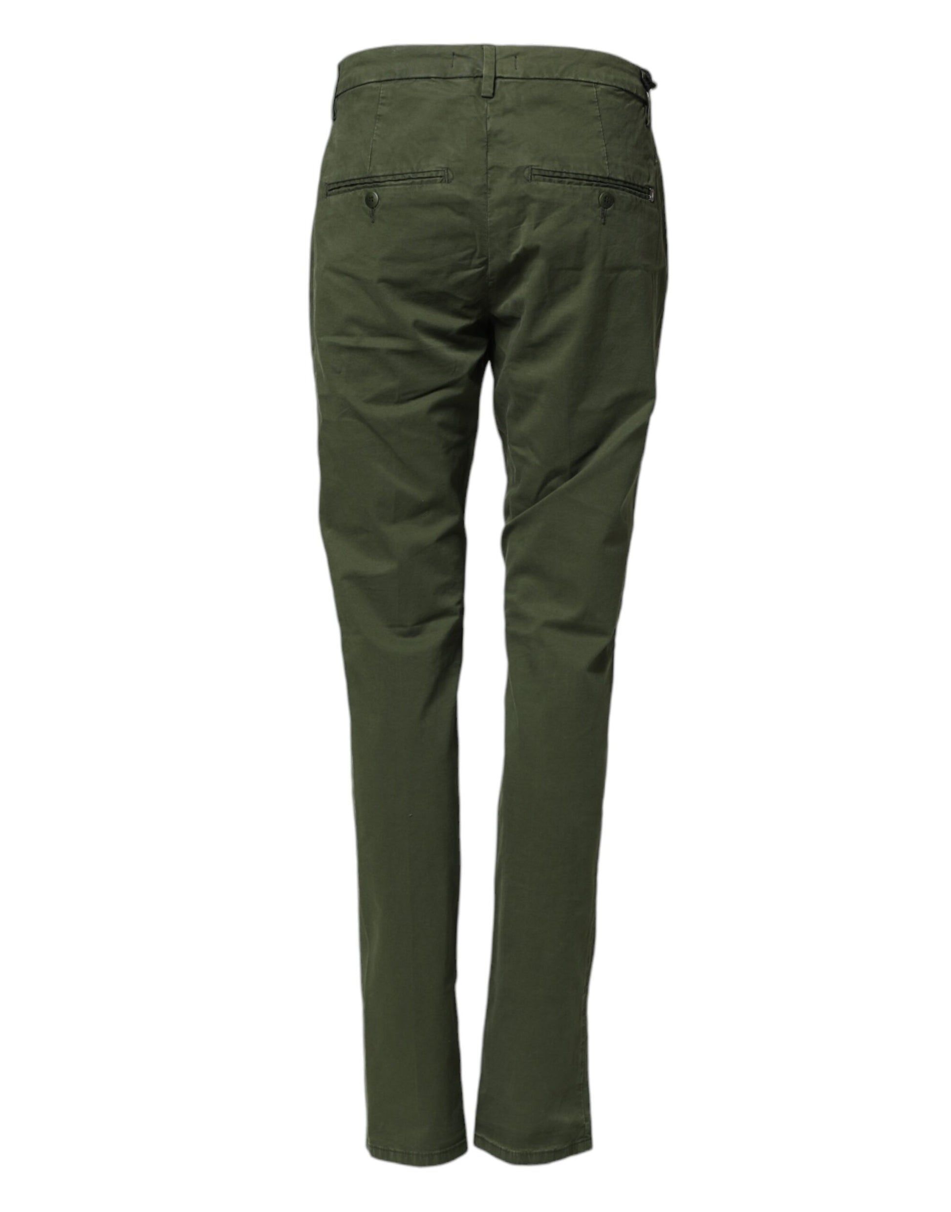 Dark Green Cotton Stretch Skinny Chino Trouser Pants