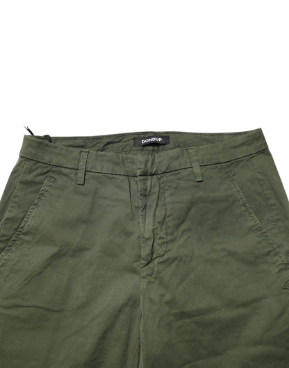 Dark Green Cotton Stretch Skinny Chino Trouser Pants