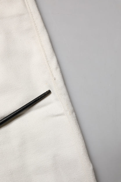 White Cotton Straight Denim Mid Waist Trouser Jeans