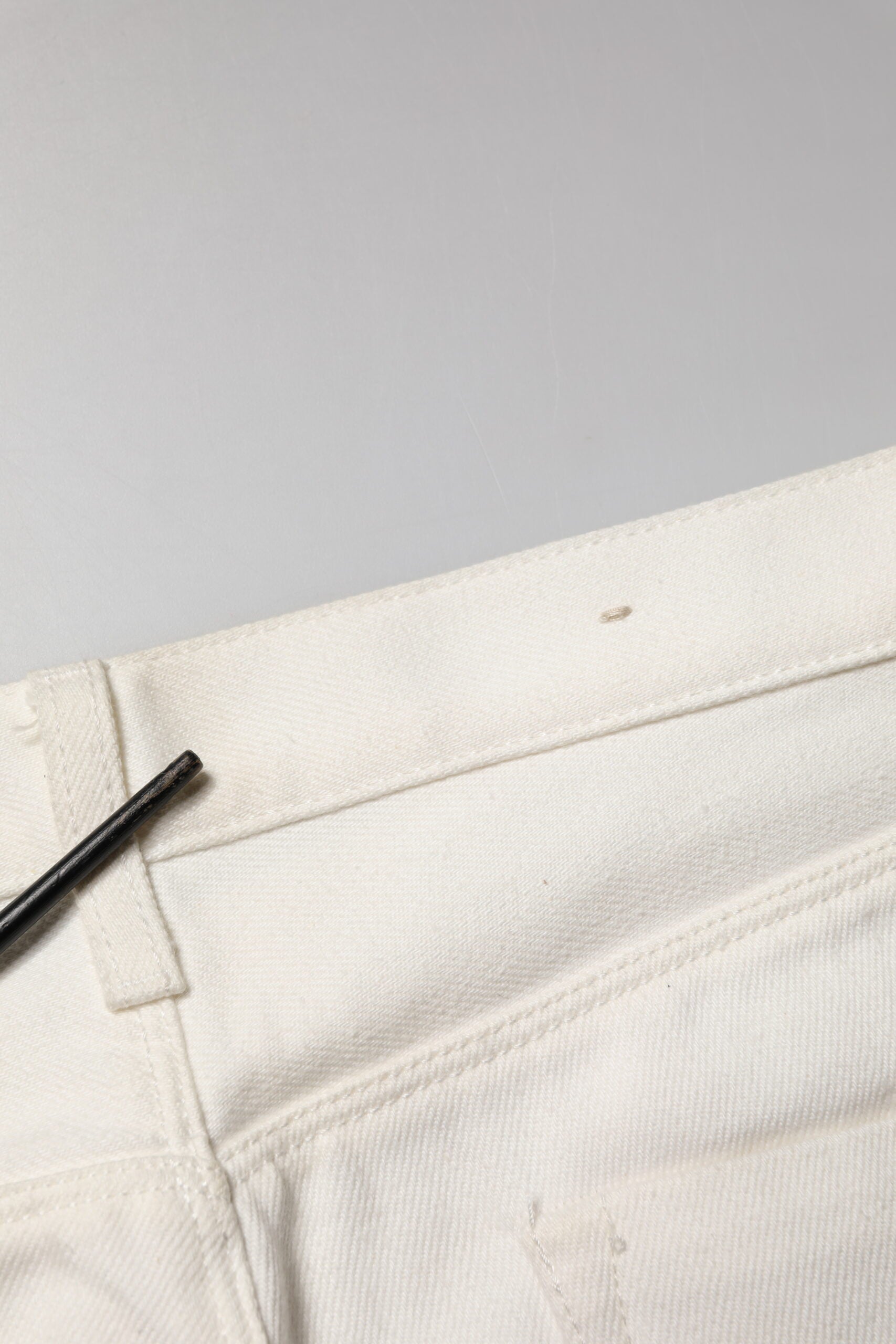 White Cotton Straight Denim Mid Waist Trouser Jeans