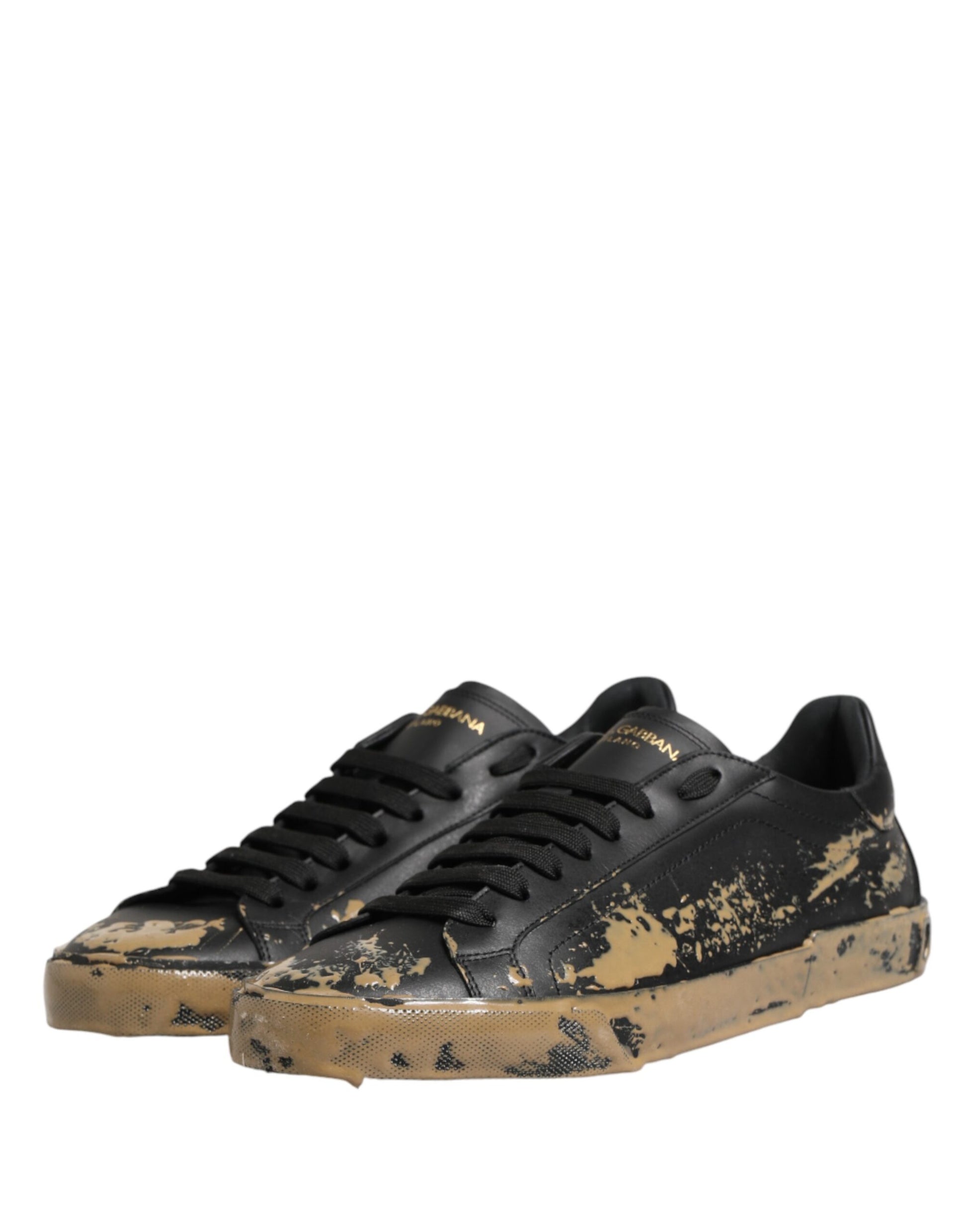 Black Portofino Mud Effect Low Top Sneakers Shoes