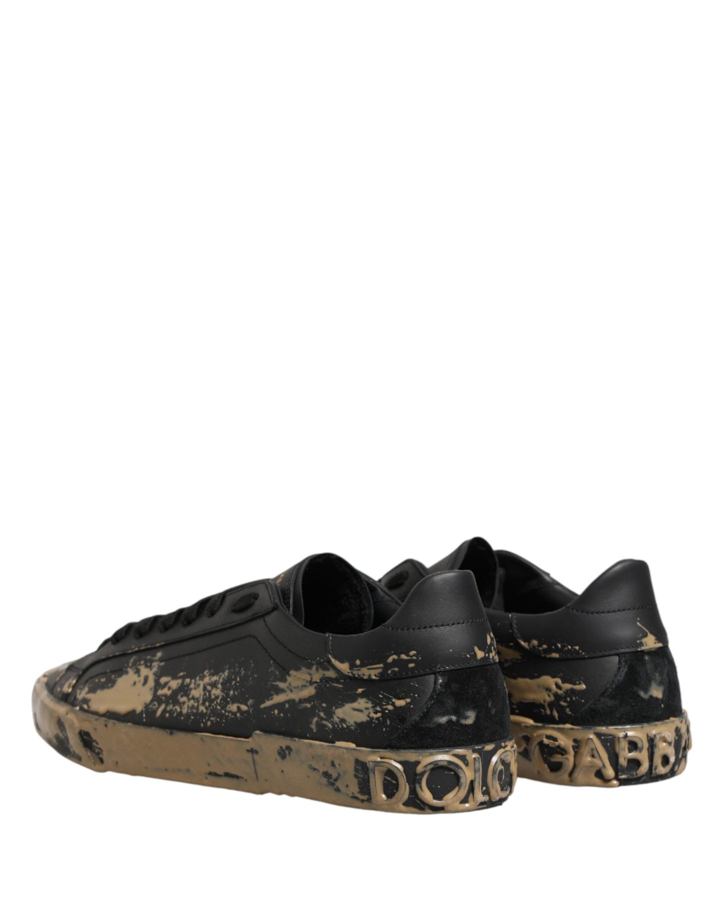 Black Portofino Mud Effect Low Top Sneakers Shoes