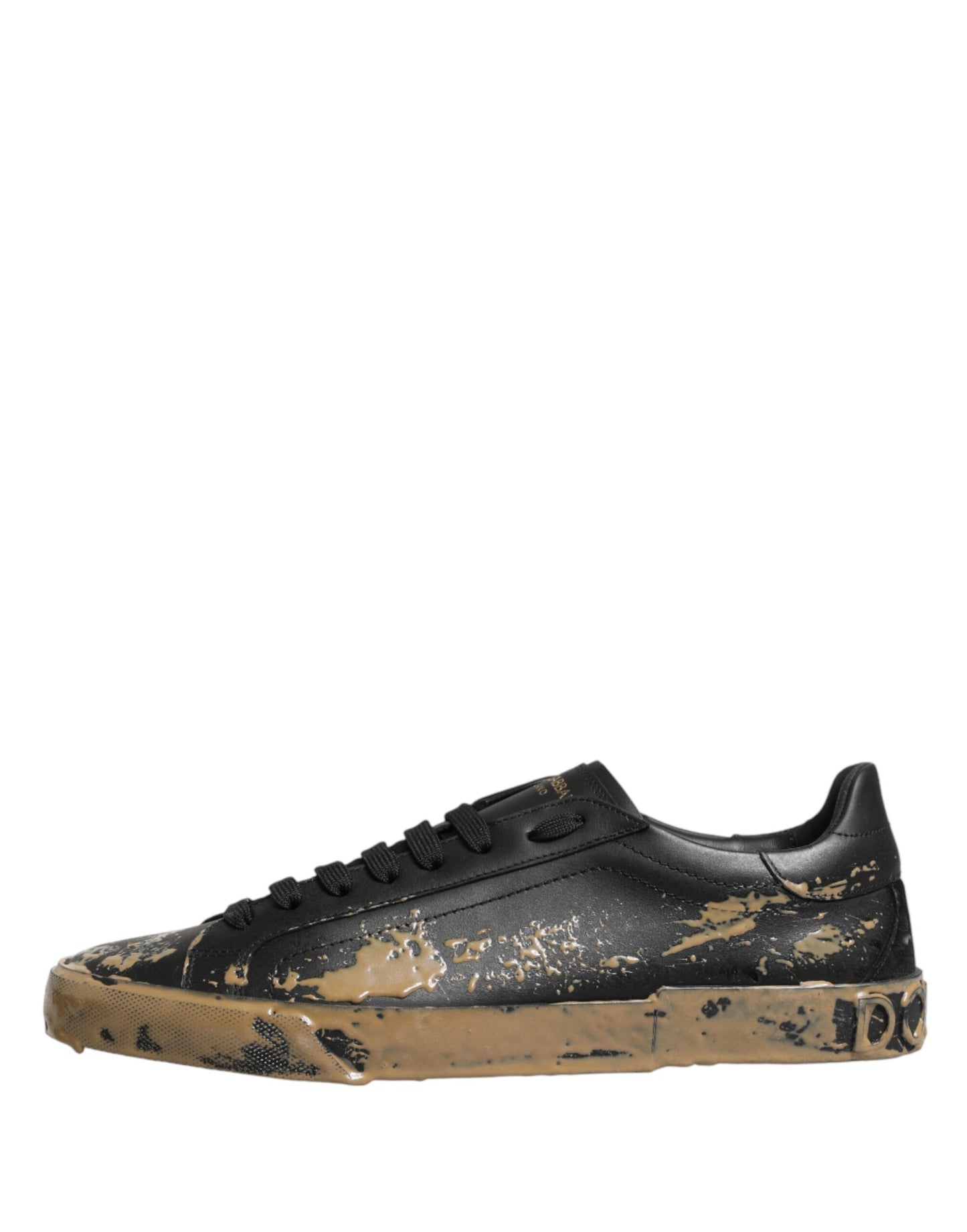 Black Portofino Mud Effect Low Top Sneakers Shoes