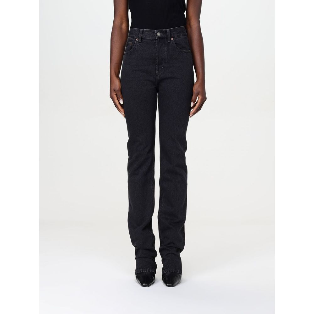 Black Cotton Straight-Leg Jeans