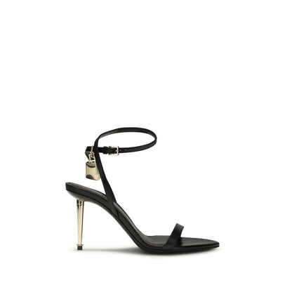 Black Goatskin Stiletto Heel Sandals