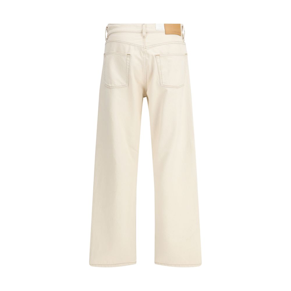 Beige Cotton Relaxed Fit Jeans