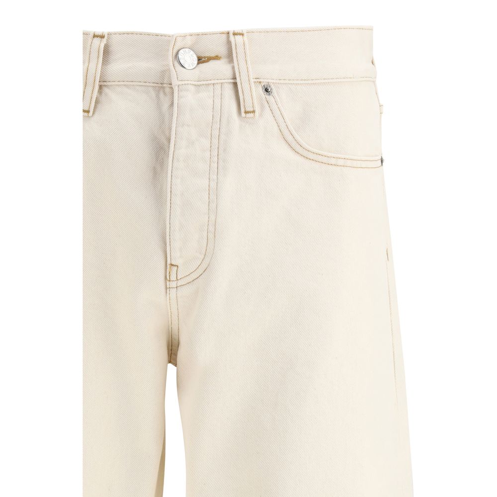 Beige Cotton Relaxed Fit Jeans