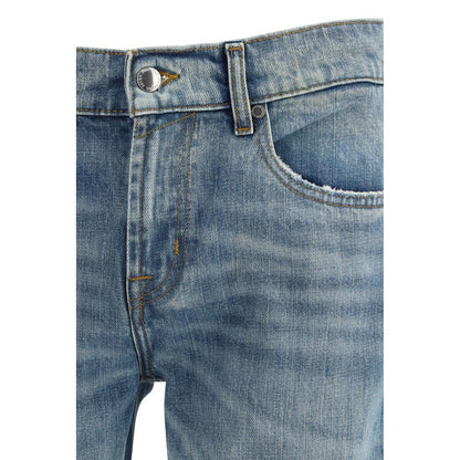 Blue Cotton Bootcut Jeans