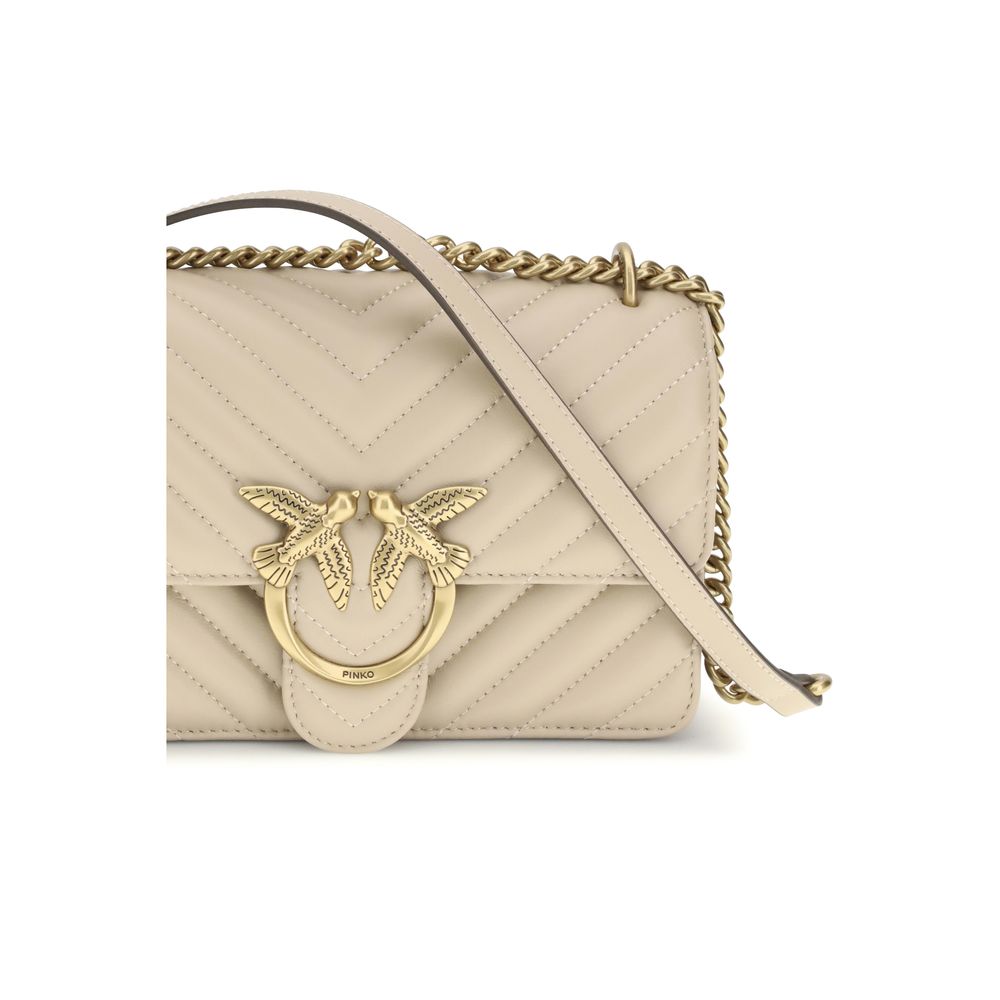 Beige Calf Leather Bos Taurus Shoulder Bag
