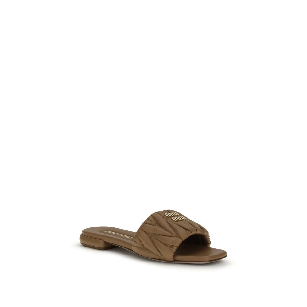 Beige Calf Leather Bos Taurus Flat Sandals