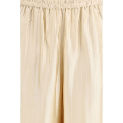 Beige Viscose Casual Pants