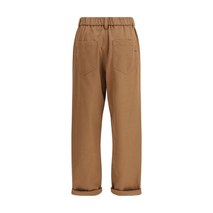 Brown Cotton Casual Pants