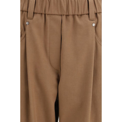 Brown Cotton Casual Pants