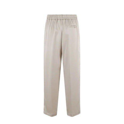 Beige Acetate Casual Pants