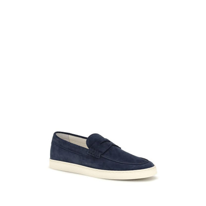 Blue Calf Leather Bos Taurus Slip-On Loafers