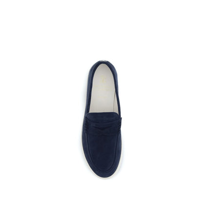 Blue Calf Leather Bos Taurus Slip-On Loafers