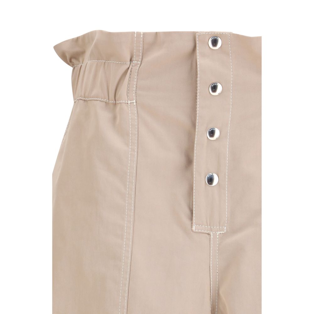 Beige Cotton Casual Pants