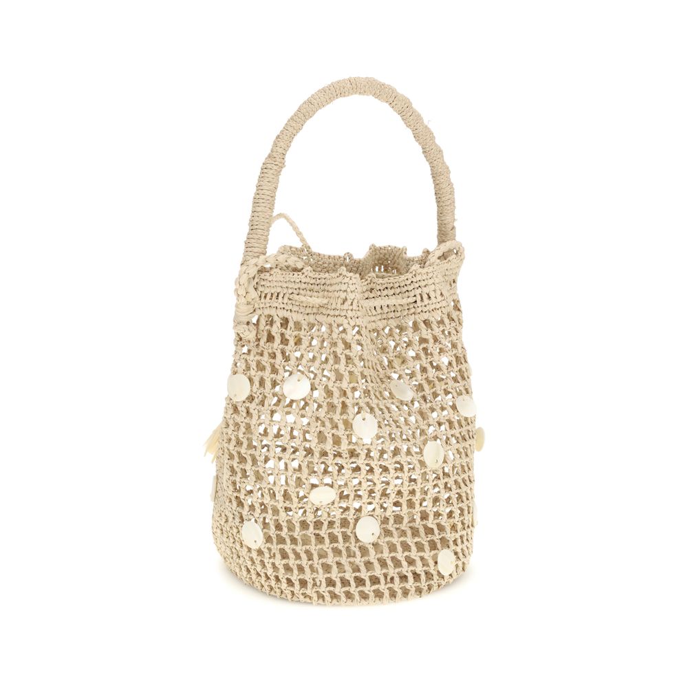 Beige Raffia Backet Bag