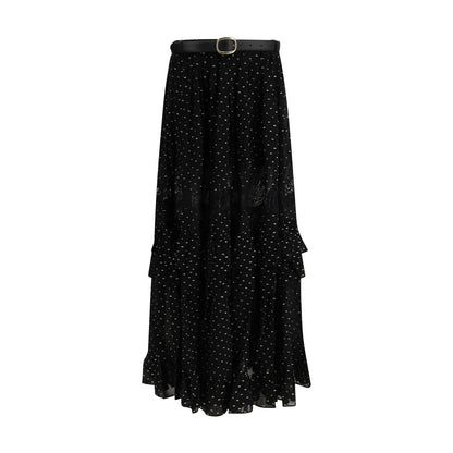 Black Viscose Long Skirt