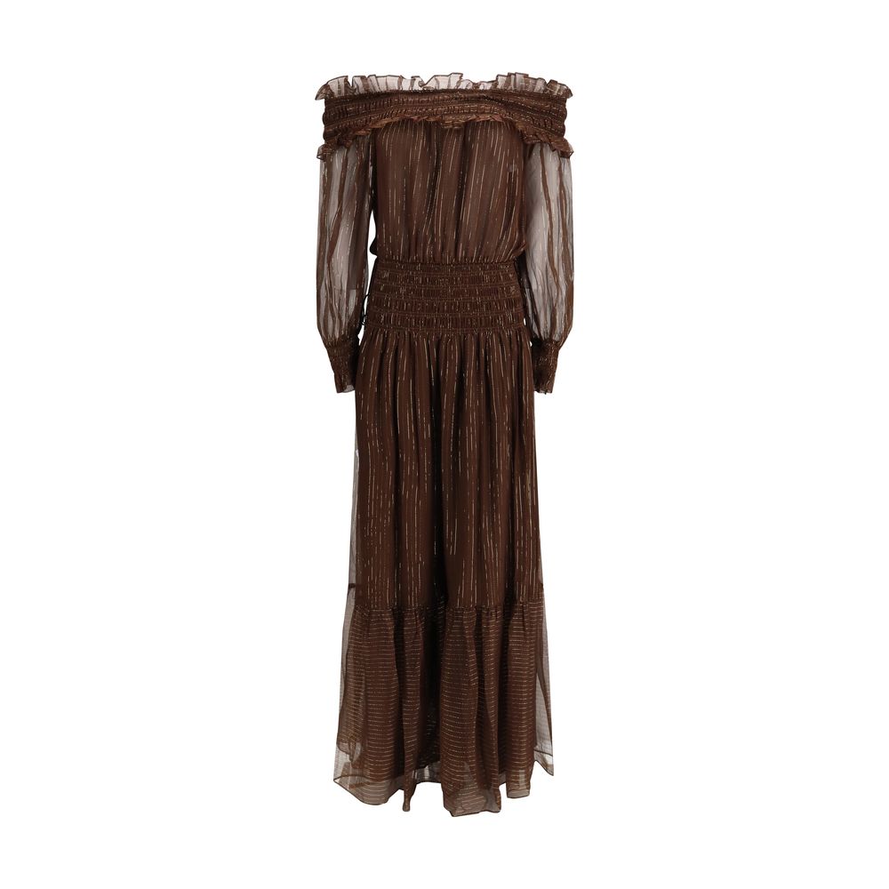 Brown Silk Long Dress