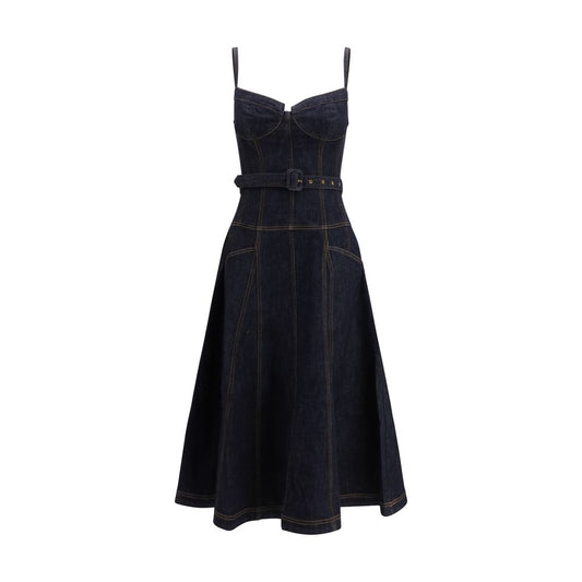 Blue Cotton Casual Dress
