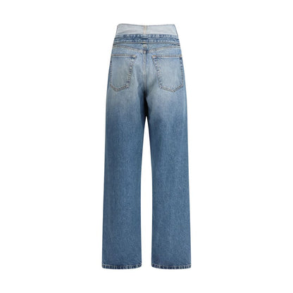 Blue Cotton Straight-Leg Jeans