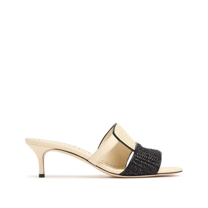 Beige Leather Stiletto Heel Sandals