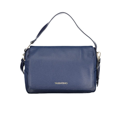 Blue Polyurethane Women Shoulder Bag
