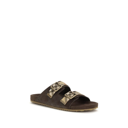 Brown Rubber Flat Sandals