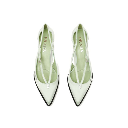 Bicolor Silk Mid Heel Pumps