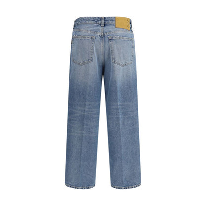 Blue Cotton Boyfriend Jeans