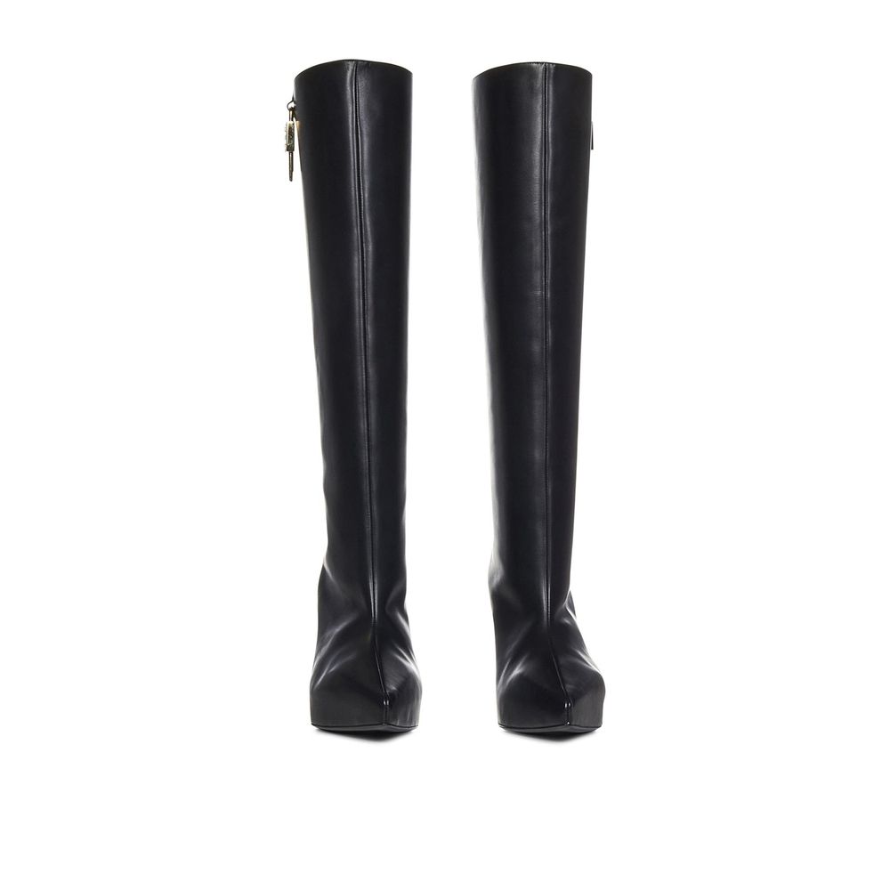Black Calfskin High Heel Boots