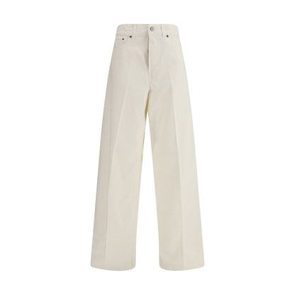 White Cotton Straight-Leg Jeans