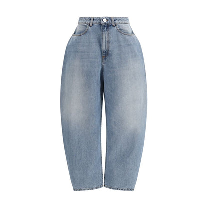 Blue Cotton Straight-Leg Jeans