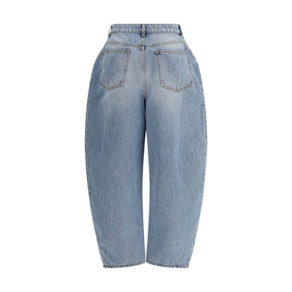 Blue Cotton Straight-Leg Jeans