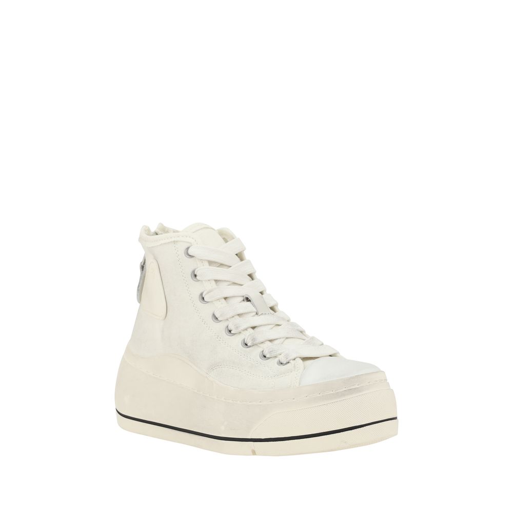 White Polyethylene High Top Sneakers