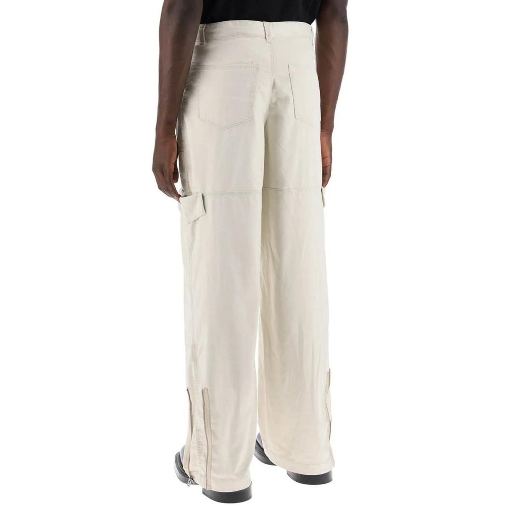 Beige Polyester Cargo Pants