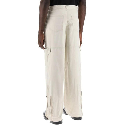 Beige Polyester Cargo Pants