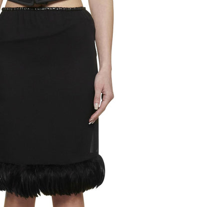Black Silk Midi Skirt