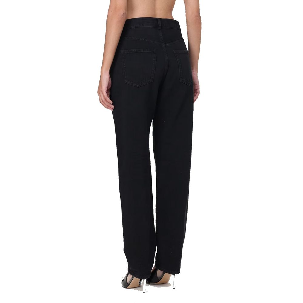 Black Cotton High-Waisted Jean
