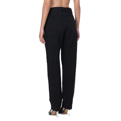 Black Cotton High-Waisted Jean