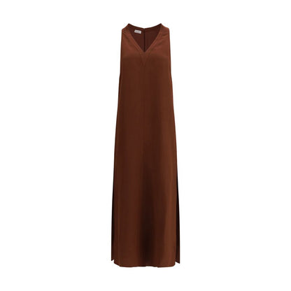Brown Viscose Casual Dress